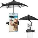 OUTXE Strong Clip Phone Umbrella for Sun, Mini Tanning Shade Cover for Cell iPhone/Android (Black)