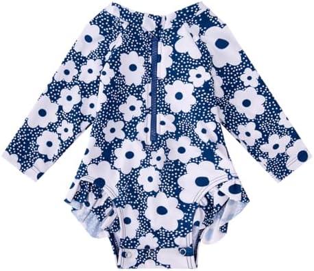 BMCiTYBM Baby Girls Swimsuits Long Sleeve Zipper One Piece UPF 50+ Sun Protection Swimwear Rash Guard 18_24 M