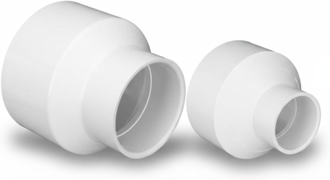 2 Pcs 4" to 2" 4" to 3" PVC Reducer Coupling Adapter Socket x Socket Pipe Fittings Schedule 40 Slip Dwv Connectors Airflow Tube for Home Industrial Sewer High-flow Plumbing Irrigation Pool Spa