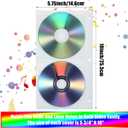 Chuangdi 50 Pcs 4 Disc Clear DVD Poly Sleeves DVD Storage Sleeves 3 Rings Cd Binder Pages 200 Disc Capacity for Binders Only