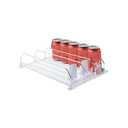 Drink Organizer for Fridge, Self Pushing Soda Can Dispenser, Automatic Pusher Glide System for Beer Pop Can Water Bottle, Adjustable Dividers for Most Standard Cans or Bottles (White) 2 row