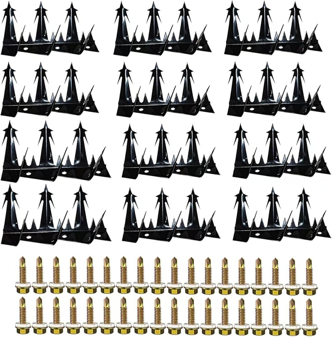 12Pack Metal Anti Climb Spikes 110Inch for Fences and Walls Heavy Duty Metal Fence Spikes Anti Climb Security Spikes for Fence and Wall-Intruder and Decorative Fences (Black)