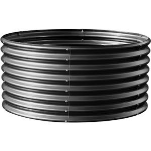 Land Guard 4x4x2ft Galvanized Raised Garden Bed Kit, Round Galvanized Planter Raised Garden Boxes Outdoor, Large Metal Raised Garden Beds for Vegetables, Grey 