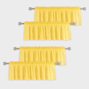 UPOPO 4 Pieces Yellow Valance for Windows 16 inch Sheer Linen Textured Open Weave Short Small Mini Curtains Topper Farmhouse Vintage Living Room Bedroom Door Kitchen Bathroom Rod Pocket 52"x16"
