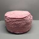 HIGOGOGO Round Stuffed Pouf Ottoman, Corduroy Poufs with Foam Chunk Filling, Furry and Fluffy Pouf Foot Stool Storage Ottoman, 20 X 15 Floor Poufs Foot Rest for Living Room, Pink