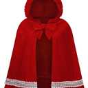 Yolsun Little Red Riding Hood Cloak Costume, Adult Velvet Cape with Hood - Halloween & Christmas (Red, 60cm/ 23.6inches)