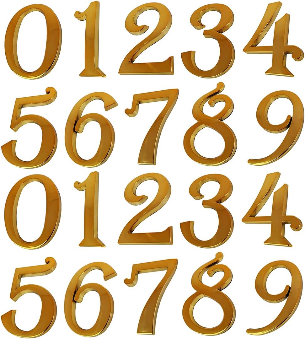 Mailbox Numbers 2 Inch, Self-Stick House Door Address Number Stickers for Aprtment Office Home Room, Waterproof and Durable.(Gold, 2" - Set of 20)