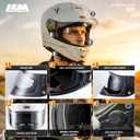 LEM Motorcycle Helmets Full Face for Men, Motorcycle Helmet for Adults, DOT Certified, PINLOCK & DVS Dual Vision, Motorcycle Street Bike Helmet, Bluetooth Speaker Pockets (White X-Large) VZN FP09 (White, XL)