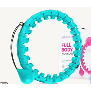 Weighted Hoop for Adults Weight Loss，Infinity Weighted Hoop Plus Size with Sweat Belt，Fitness Hoop Waist Trainers for Women At Home Workout Equipment (Vigorous Cyan)
