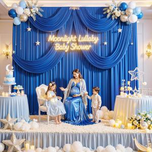 10ft x 10ft Wrinkle Free Royal Blue Backdrop Curtains for Party Stage Wedding Ceremony, Polyester Photography Backdrop Drapes Back Drop Cloth for Baby Shower,Rod Pocket Home Sliding Door Decoration