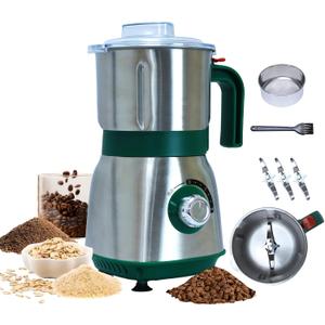 Grinder for Kitchen, Spice Grinder Electric Dry Comes With 3 Removable Stainless Steel Blades, 500w Suitable For Grinding Spices, Herbs, Coffee Beans, Grains, Nuts (Green)