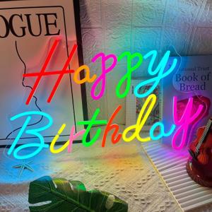 Happy Birthday Neon Sign 21.7 x 13 Inch Large Neon Birthday Signs Size | Colorful Happy Birthday Neon Light Big Birthday Neon Lights for Bedroom Bar Cafe Party Any Ages Bday Celebration Decoration