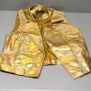 Allegra K Women's Metallic Vest Party Faux Leather Lapel Collar Zip Cropped Sleeveless Holographic Jacket, Medium