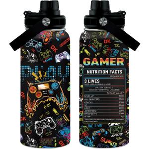 Gaming Gamer Gifts 32oz Gamings Gamepad Water Bottles, Gamers Gifts for Kids Teen Game Boys Son Adults Gaming Tumbler Presents Gamers Birthday Party Christmas Game Decor Gift Gamer Cup