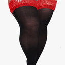 Plus Size Thigh High Stockings Women Sheer Lace Top Stay Up Pantyhose 55D Lingerie Thigh Highs