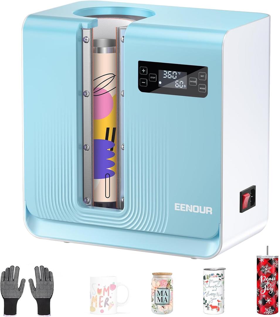 EENOUR Auto Tumbler Heat Press Machine, Automatic Rotating Tumbler Press, Pressure Setting Mug Press for Seamless Print, Even Heating Cup Press, for 11-32oz Sublimation Tumblers, Mugs, Glasses