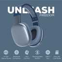 Gabba Goods Wireless Over Ear Bluetooth Headphones with Microphone - Wireless Headset -Noise Reduction - Bluetooth, Wired,Built in Micro SD for Travel, Home, Work TV,PC,Gaming,Cellphone (Blue)