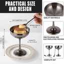 Thenshop 2 Sets Stainless Steel Ice Cream Bowls 270 Ml/9.13 oz Reusable Black Footed Sundae Cups with Spoons Yogurt Snack Candy Serving Cups Sauce Bowls for Fruit Pudding Wedding Birthday Party