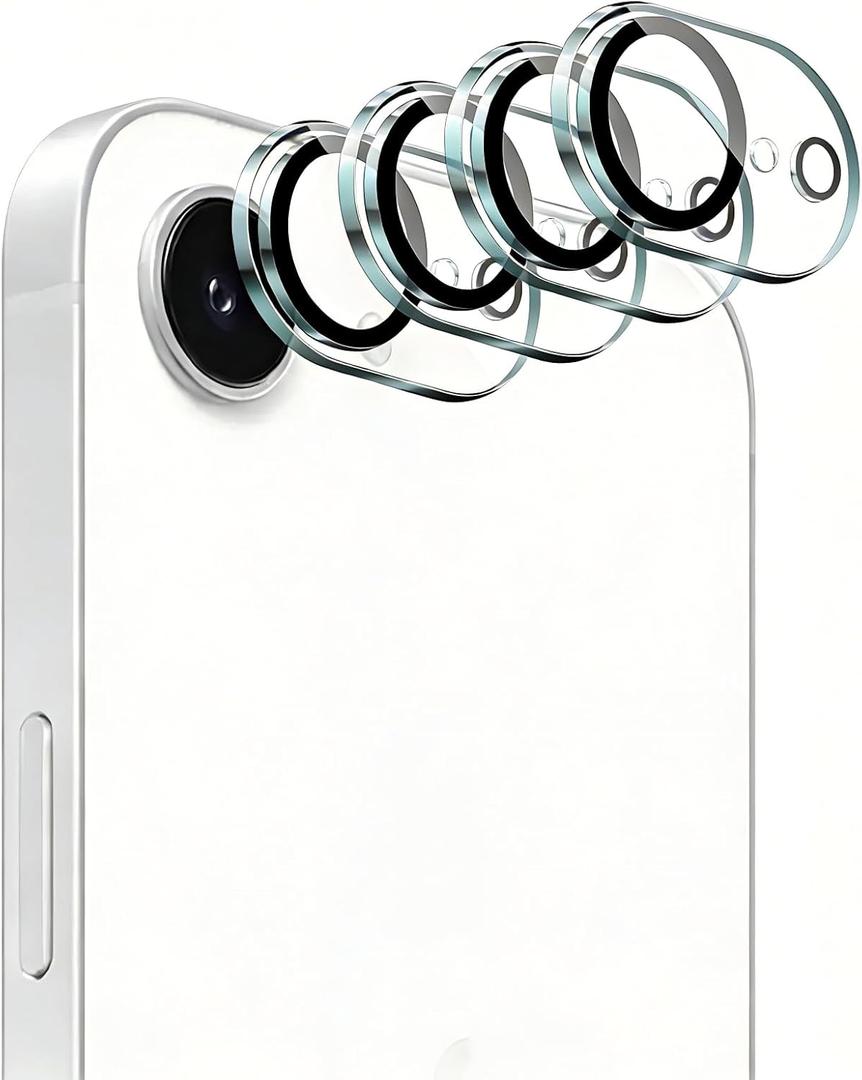 4-Pack Camera Lens Protector for iPhone 17e/16e, 9H Tempered Glass Camera Cover Screen Protector Accessories, HD Clarity, Anti-scratch, Case Friendly, Shockproof Full Protective