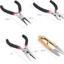 Jewelry Pliers Set: Round Nose, Wire Cutters, Needle Nose, U Sewing Scissors & Jump Ring Opener - Black, Ergonomic Grip,  Product Dimensions 4.75"L x 4.75"W