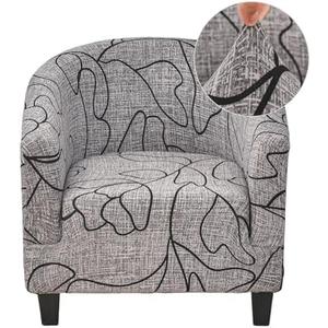 CRFATOP Soft Club Chair Slipcover Stretch Barrel Chair Covers Printed Tub Chair Slipcovers Round Couch Covers Spandex Armchair Sofa Cover Removable Furniture Protector for Living Room,06