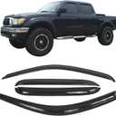 Window Visor Compatible with 2001-2004 Toyota Tacoma Crew Cab, Slim Style Acrylic Smoke Tinted 4PCS Sun Rain Shade Guard Wind Vent Air Deflector by IKON MOTORSPORTS, 2002 2003 2004