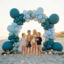 PartyXpress 141PCS Dusty Blue Balloon Arch Garland Kit with Peacock Pastel Blue Balloons for Baby Boy Shower, Bridal Shower, Wedding Party, Gender Reveal, Birthday Decor