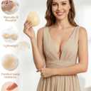 Sticky Bra-Push Up Adhesive Backless Strapless Bra for Women Invisible Bras Skin-Friendly Reusable Silicone Dress Nipple Covers with Lift (Beige)