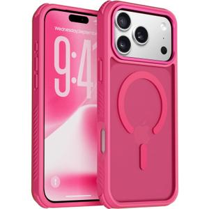 Magnetic for iPhone 17 Pro Max Case, [Compatible with Magsafe] [Military-Grade Protection] [Translucent Matte] Anti-Scratch Back, Non-Slip, Shockproof Protective Phone Cover 6.9", Hot Pink