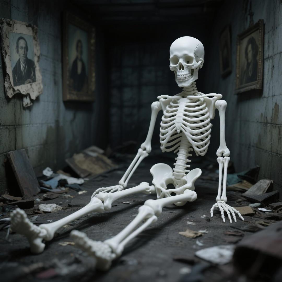 3FT Halloween Skeleton Decoration  Full Body 36 Posable Skeleton with Movable Joints, Life-Size Plastic Skeleton Prop for Indoor & Outdoor Haunted House, Graveyard, Porch & Party Dcor