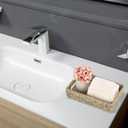 Bathroom Vanity Tray, Seagrass Narrow Counter Tray with Handles, Decorative Woven Organizer Trays for Toilet Tank, Shelves, Farmhouse Hand Towels Basket Holder for Storage, Natural (Small)