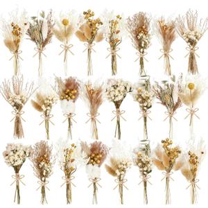 12/24 Pack Dried Flowers for Vase Various Mini Bouquet Dried Small Wildflowers Natural Real Flowers Bulk for Crafts DIY Wedding Decor (24, Plain Colour)