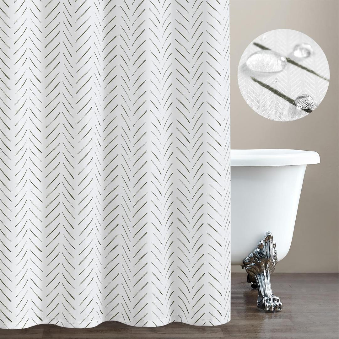 jinchan Black and White Shower Curtain Inky Herringbone Chevron Zig Zag Waterproof Fabric Modern Farmhouse Shower Curtains for Bathroom with 12 Hooks 70x72 Inches