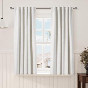 Nanspring Cream 100% Blackout Linen Curtains 84 Inch Length 1 Panels Set for Bedroom Back Tab Modern Farmhouse Decor Black Out Curtain for Living Room Office Thermal Insulated Neutral Drapes 70x84