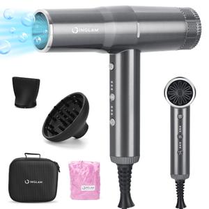 Blow Dryer with Diffuser, IG INGLAM Professional Hair Dryer 110,000RPM Brushless Motor High Speed Low Noise, 3 Heat Settings & 3 Speed & Cold Settings, Powerful Ionic Hair Dryer for Salon Travel Gift