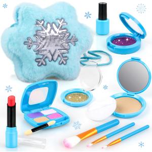 Pretend Makeup Kit for Toddlers 3-5, Kids Play Makeup Set for Girls 3-4 4-6, Frozen Toddler Fake Make Up Toys with Purse, Princess Birthday Gift for Little Girls 3 4 5 6 Year Old Christmas