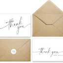Thank You Cards with Envelopes & Matching Stickers, Bulk Pack of 100, 4x6 Inch Minimalistic Design - Suitable for Business, Baby Shower, Wedding, Small Business, Graduation, Bridal Shower, Funeral, White 