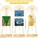 Interchangeable Bow & Star Top Gold Easel Stand for Sign, 62"-47" Height Adjustable Heavy Duty Wedding Easel Stand with 3 Display Modes Perfect for Welcome Signs, Christmas Decor, Parties & Events