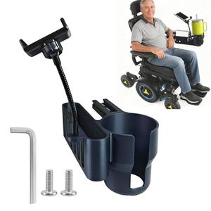 Cup Holder for Permobil Power Wheelchair, 3-in-1 Cup Holder for Permobil Wheelchair with Uni-Track Armrest, Fit M300, M3, M1, F3, F5, K300 Ps