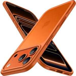 JETech Matte Case for iPhone 17 Pro Max 6.9-Inch, Shockproof Military Grade Drop Protection, Frosted Translucent Back Minimalist Phone Cover, Anti-Fingerprint (Orange)