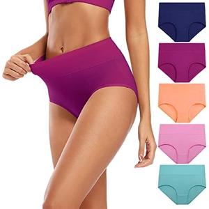 Molasus Women's Cotton Underwear High Waisted Full Coverage Ladies Panties (Regular & Plus Size) M