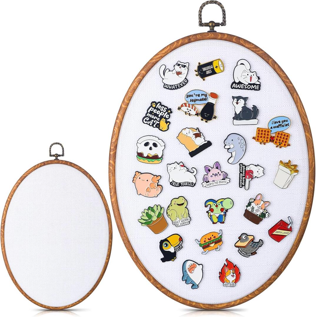 Yalikop Pin Display Board Fabric Enamel Pin Boards Wall Hanging Brooch Earrings Necklace Jewelry Holder Organizer Display Storage for Home and Holiday(White,11.4" X 8.6",1)