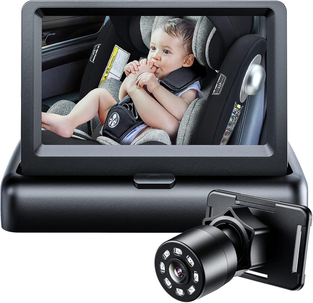 Itomoro Baby Car Mirror, View Infant in Rear Facing Seat with Wide Crystal Clear View,360 Rotation Plug and Play Easy Install baby car monitor 1080p