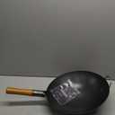 YOSUKATA 14" Carbon Steel Wok with Round Bottom  Pre-Seasoned Pow Wok for Stir Fry  Traditional Chinese Japanese Black Steel Pan  Outdoor Cookware for Gas Stovetops, Open Fire, BBQ, Camping