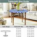 misaya Round Fitted Tablecloth with Elastic Edge, Buffalo Plaid Waterproof Vinyl Flannel Backed Table Cloth Cover Fits 45"-56" Round Tables for Dinner, Outdoor, Picnic, Blue White Check