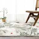 RoomTalks Cute Funky Bedroom Rugs Aesthetic Decor, 5x7 Washable Area Rug Non Slip Sage Green Boho Floral Botanical Rug Modern Abstract Throw Rug Accent Carpet for Living Room Kitchen Entryway Dorm