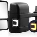 Switchback Towing Mirror Compatible With 1999-2016 F250 F350 F450 F550 Super Duty Truck Pickup Side Tow Mirrors Power Adjusted Heated Glass Switchback Running Light Turn Lights Set (Black)