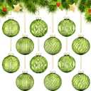Jenaai 12 Pcs 2.36 Inch Lime Green Glass Christmas Ball Ornaments Vintage Christmas Tree Decorations Mercury Glass Hanging Ornaments for Trees Xmas Holiday Party Garland DIY Craft Supplies, 6 Style