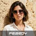 FEISEDY Women Bifocal Sunglasses Reader, Butterfly Sun Reader, Fashion Outdoor Blue Light Reading Glasses, UV400 Protection B0351 Gradual Purple Pink, 2.0x