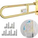 Flip Down Toilet Grab Bar 32 Inch Gold, Munzong Anti-Slip Handicap Grab Bar